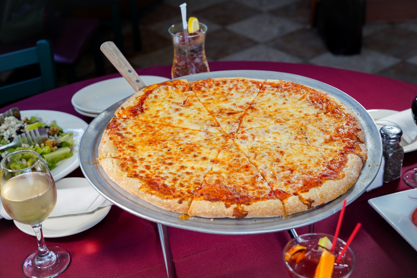 Fresh brick-oven cheese pizza